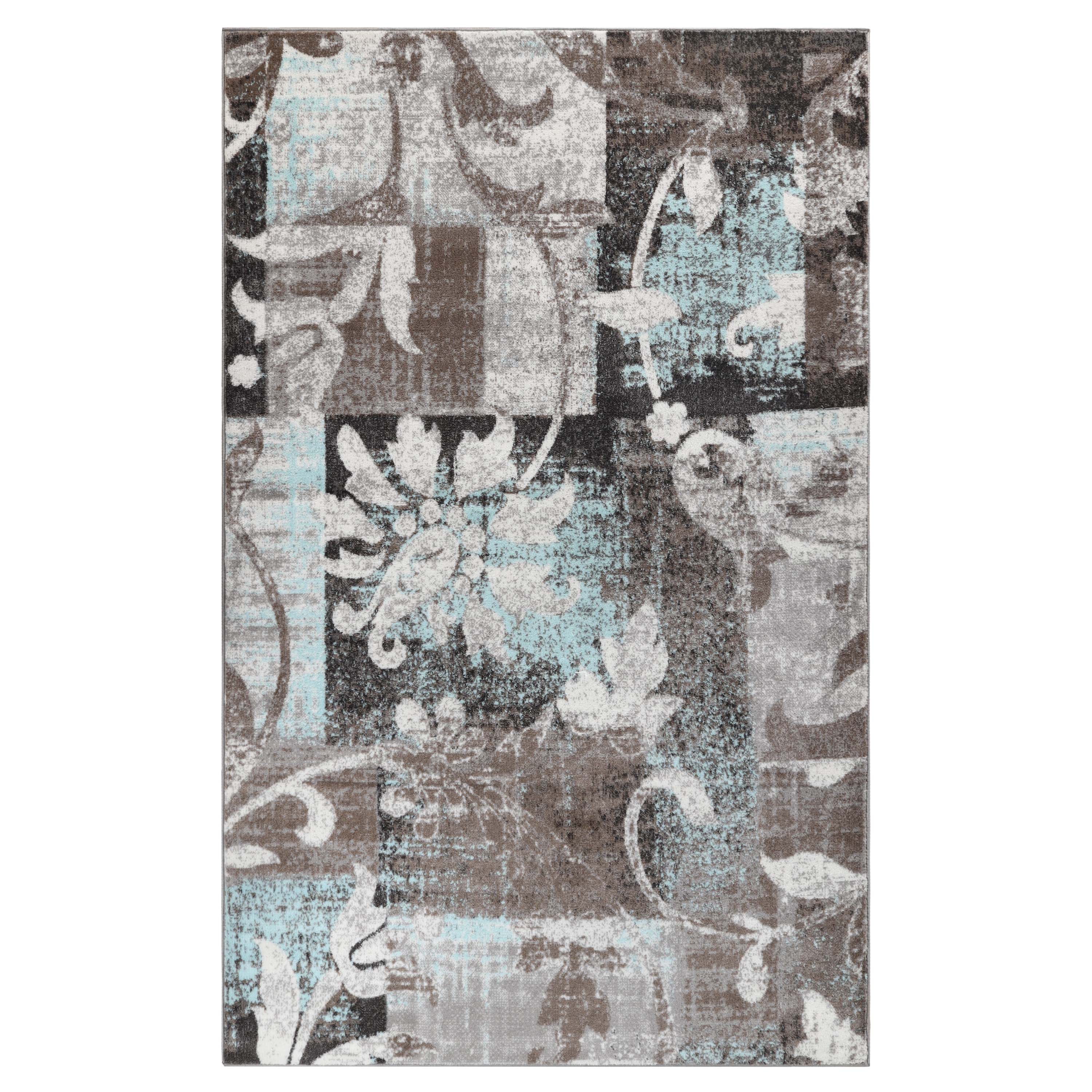 Stylish Pastiche Contemporary Floral Patchwork Indoor Area Rug - Non-Slip Living Room Carpet, Bedroom Runner Rug for Home Decor