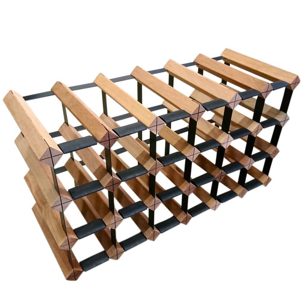 Premium Mahogany Wine Rack - 18 Bottle Capacity for Home, Bar & Restaurant Storage | Vino Stack Organizer for Wine Cellar & Dining Room Decor