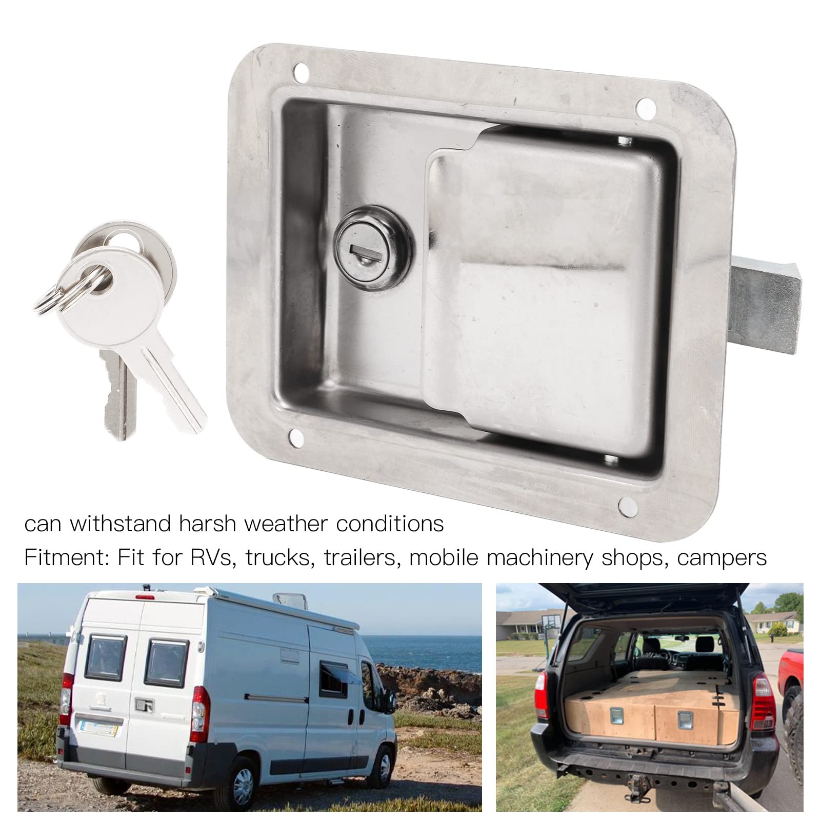 Heavy Duty Stainless Steel Toolbox Lock with RV Handle Paddle & 2 Keys - Secure Storage for Trailer, Truck, RV, and Outdoor Equipment - Perfect for Construction, Camping, and Road Trips