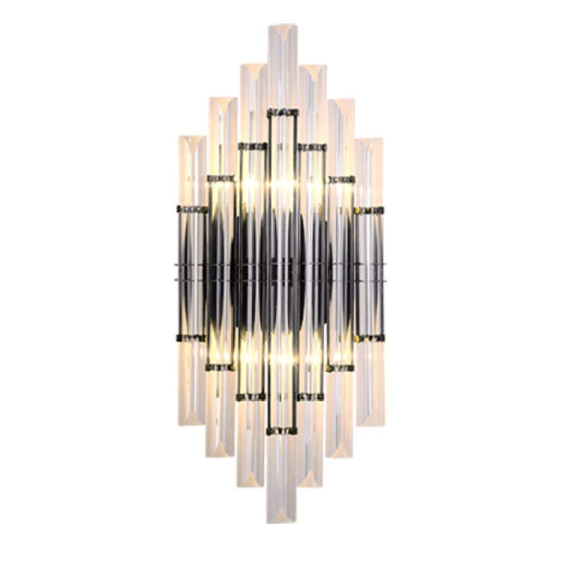 Modern Crystal Wall Sconce Lighting - Mid-Century Elegant Metal Wall Mount Light Fixture with Clear Crystal Mirror - Perfect for Bedroom, Living Room & Dining Room Décor (Black) | Energy Efficient LED Wall Light for Home & Office Interior Design