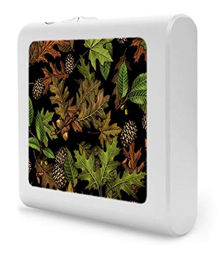 Dimmable LED Night Light with Auto On/Off Sensor - Adjustable Brightness Warm White for Bathroom, Hallway, Nursery & Bedroom - Fall Leaves Design by Dan Morris - Perfect for Nighttime Safety & Comfort