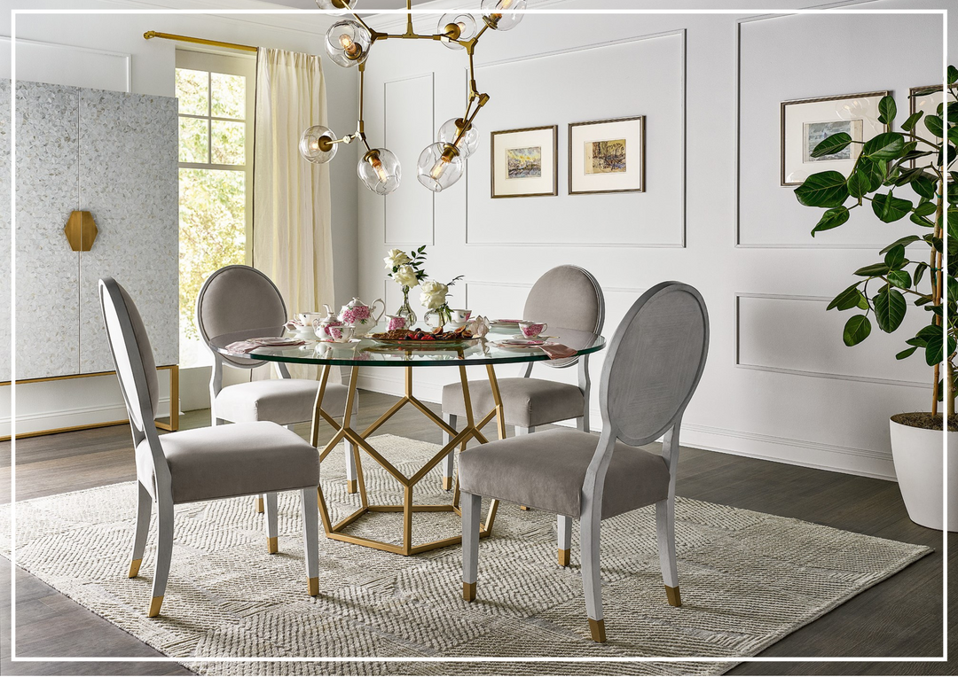 Universal Love Joy Bliss Oval Side Chair with Gold Metal Capped Legs - Elegant Accent Chair for Living Room, Bedroom, or Office Decor