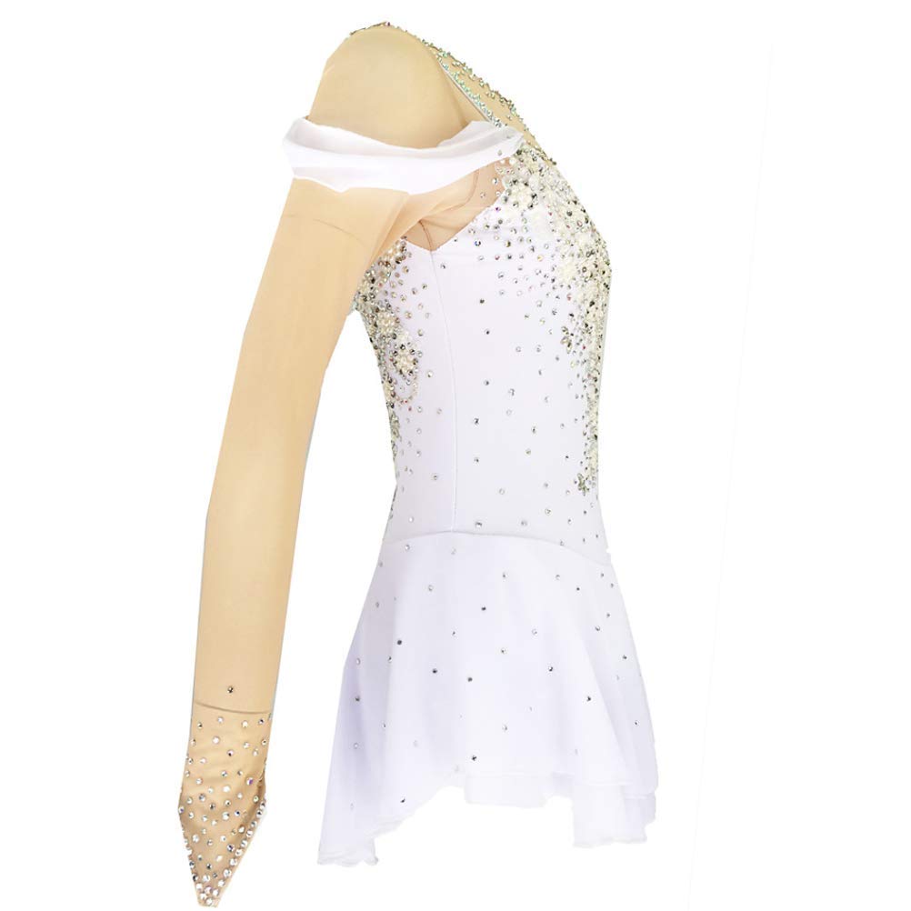 JRUIA Figure Skating Dress for Girls & Women - Crystal Embellished Competition Costume for Ice Skating & Roller Derby - Handmade Activewear for Performances, Competitions & Practice