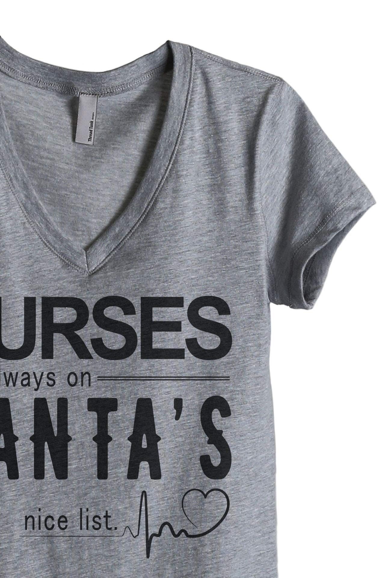 Nurses Are Always On Santa's Nice List Women's Casual V-Neck T-Shirt - Comfortable & Stylish Tee for Nursing Professionals, Christmas Gifts & Everyday Wear
