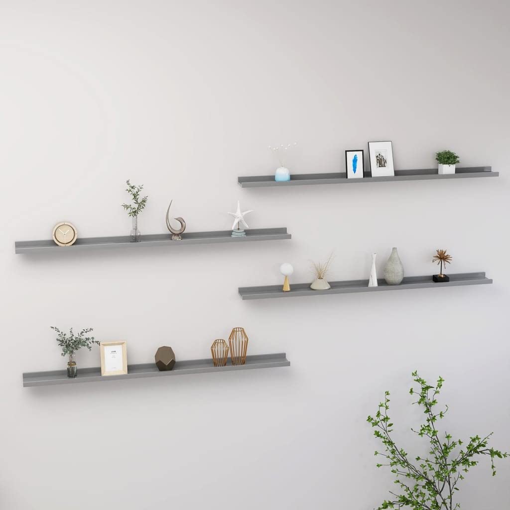 SKM Floating Wall Shelves Set of 4 - Gray Wooden Shelves 45.3