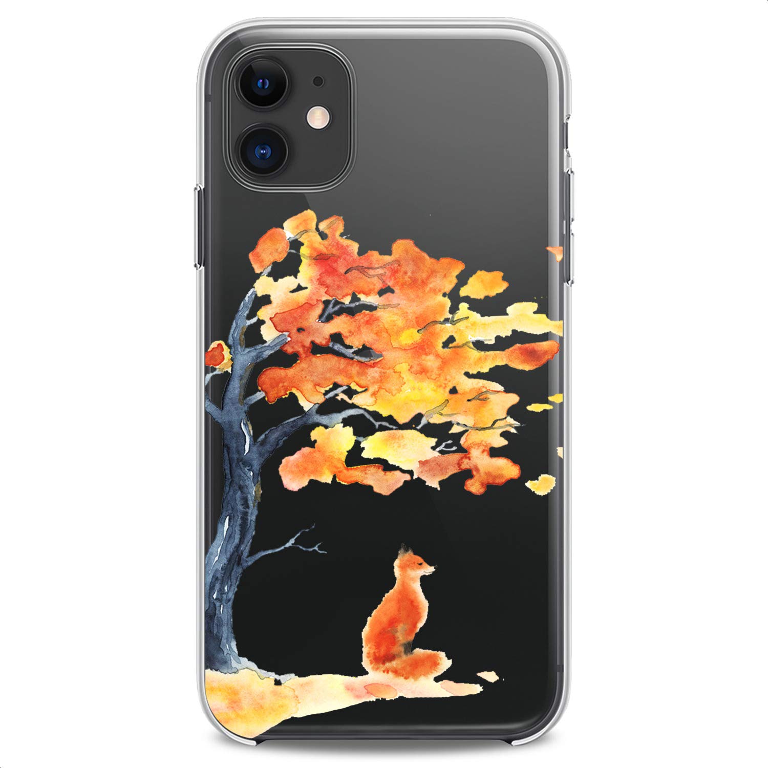 Premium TPU Phone Case for iPhone 16/15/14/13/12/11 Pro Max/Plus/Mini/XS/XR/X/8/7/6/5/SE - Cute Fox Design Watercolor Print Slim Flexible Silicone Protective Cover - Perfect for Women, Girls & Kawaii Lovers (Orange) | Great for Daily Use, Office & School Accessories