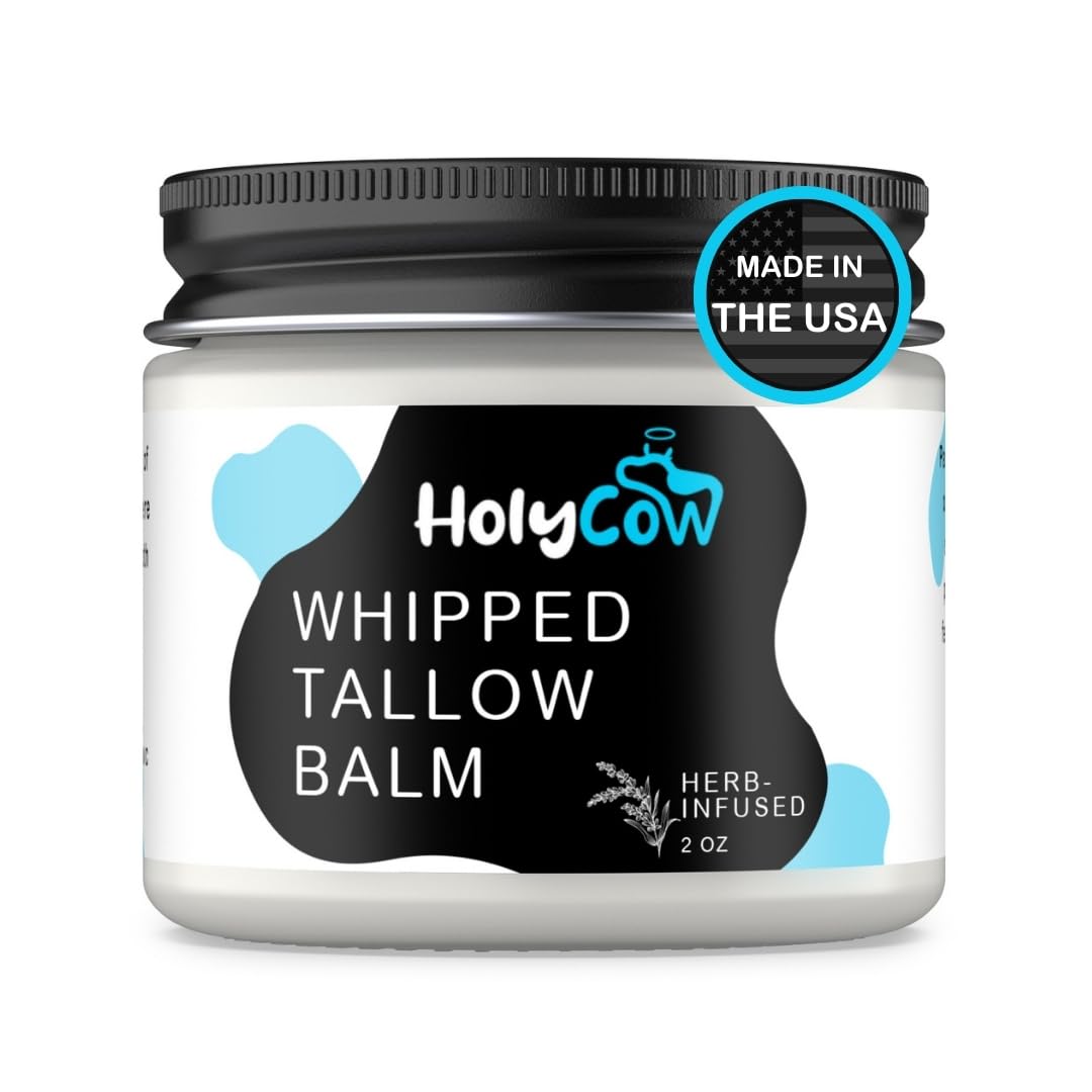 Whipped Grass-Fed Beef Tallow Balm with Organic Jojoba Oil - Unscented & Herb-Infused Face Moisturizer for Dry Skin, Eczema Relief, Baby Care & Lip Treatment | Natural Skincare for Sensitive Skin, DIY Beauty & Healing Balm for Cracked Hands
