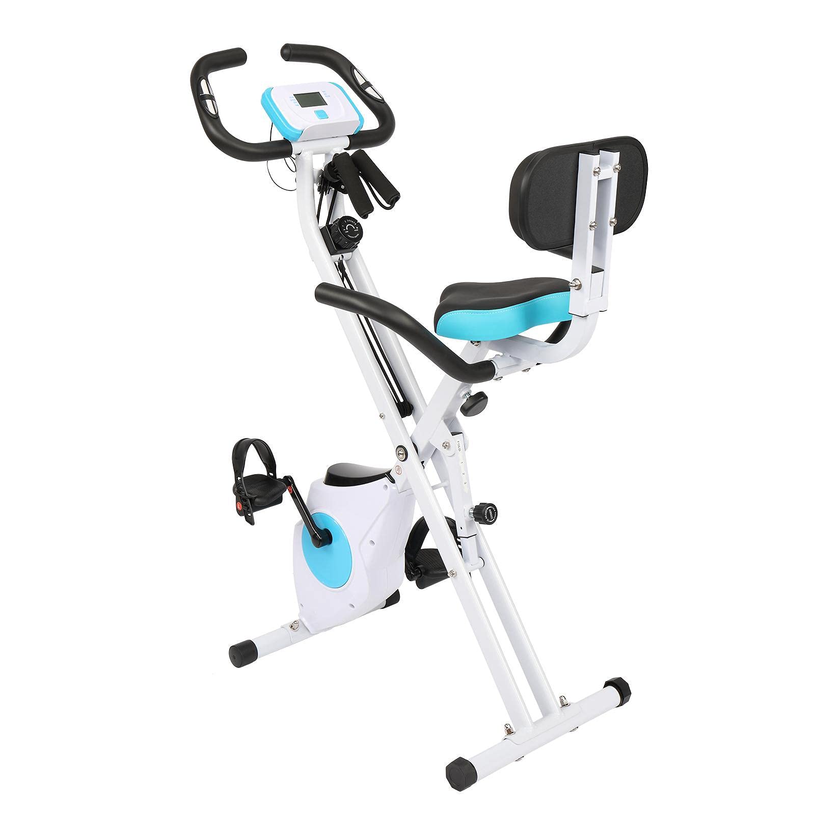 LEADZM BSJ-BGB102-4 Magnetic Control Indoor Cycling Bike with Flywheel - White & Blue - Home Gym Cardio Workout Equipment for Weight Loss & Fitness Training
