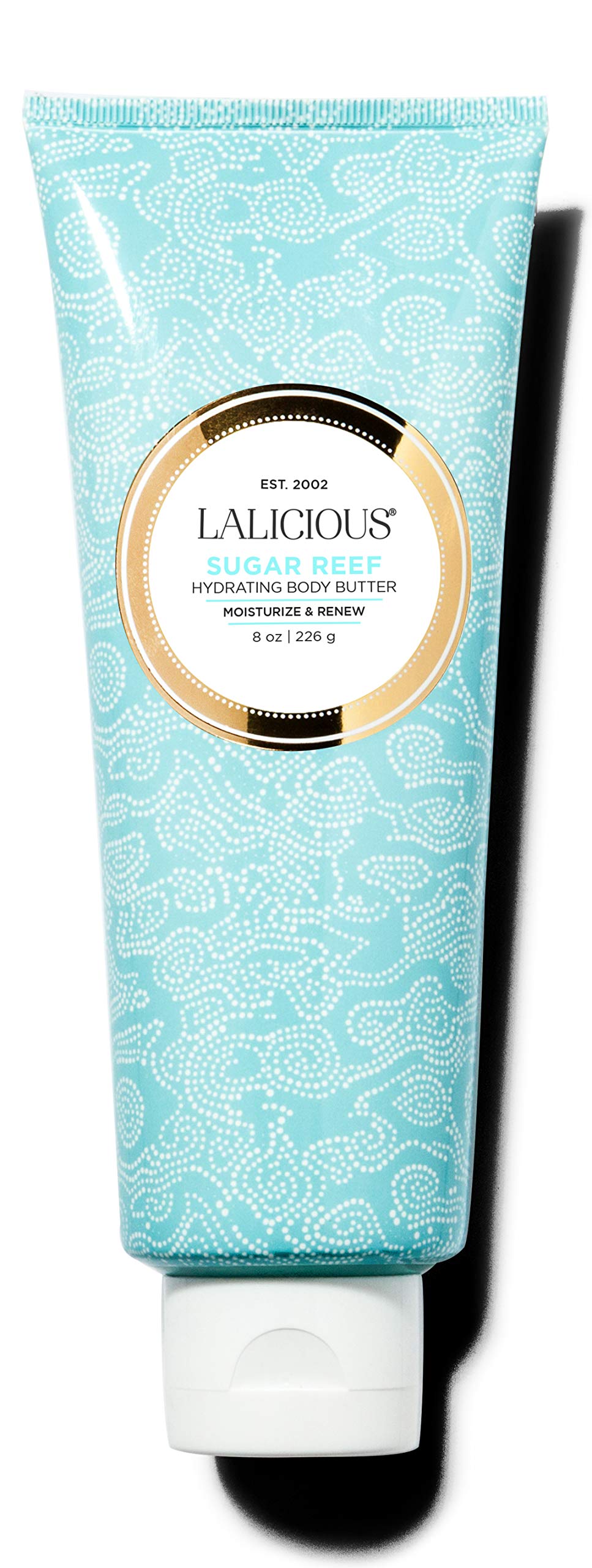 LALICIOUS Sugar Reef Body Butter - Hydrating & Nourishing Shea Butter Moisturizer with Cucumber Extract & Apricot Oil, Paraben-Free, 8 oz - Perfect for Dry Skin Care & Post-Shave Hydration