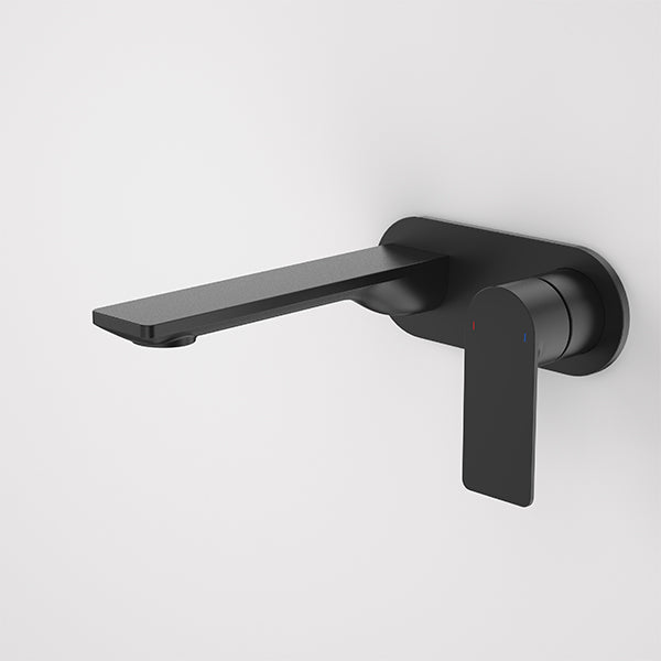 Caroma Urbane II 180mm Lead-Free Wall Mounted Basin Mixer Tap - Round Matte Black Finish for Bathroom Sink & Vanity Installation