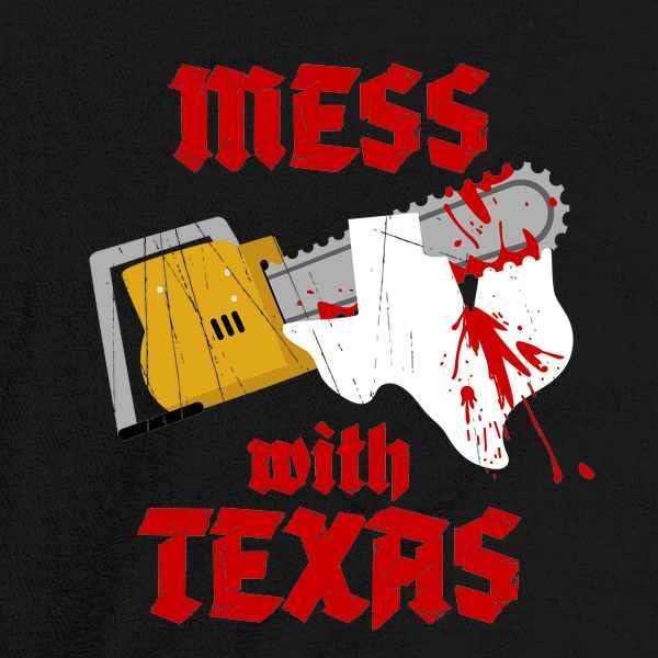 Pop Threads Mess with Texas Horror Chainsaw Movie Parody T-Shirt for Youth & Kids - Funny Graphic Tee for Boys & Girls - Perfect for Halloween, Movie Nights & Casual Wear