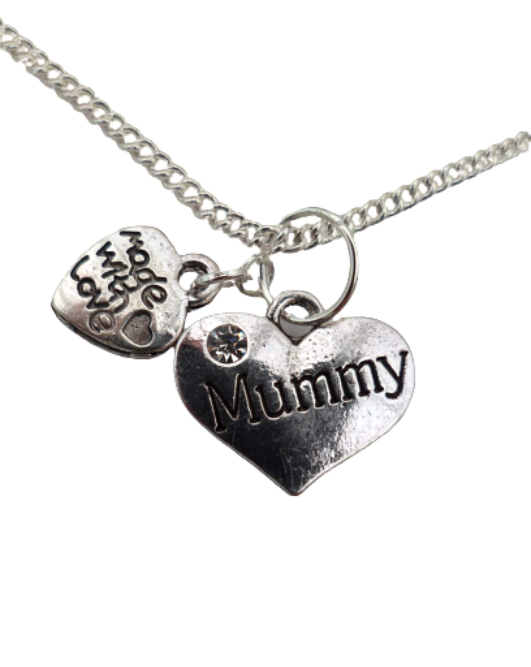 Silver Plated Heart Charm Necklace - Mummy's Love Jewelry Gift for Women | Perfect for Mother's Day, Valentine's Day & Anniversary Gifts