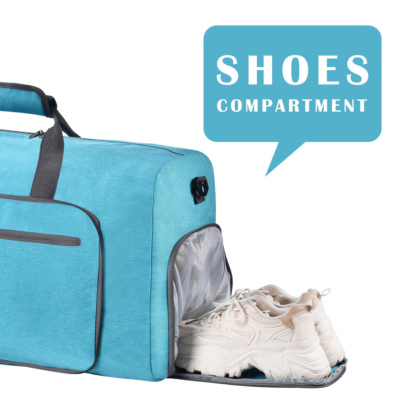 Felipe Varela Duffle Bag with Shoes Compartment & Adjustable Strap - Foldable Waterproof Travel Duffel for Men & Women - Perfect for Gym, Sports, Weekend Trips & Air Travel
