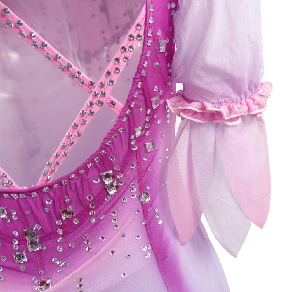 Women's & Girls' Ice Skating Dress - Pink Short Sleeve Competition Leotard for Figure Skating Performances | Perfect for Competitions, Shows & Practice