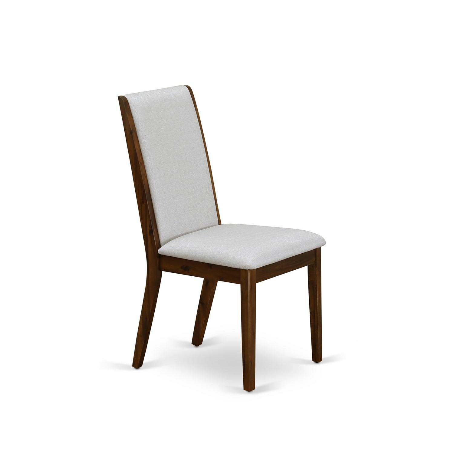 East West Furniture LAP8T05 Lancy Parson Dining Room Chairs - Set of 2 Grey Linen Upholstered Chairs with Walnut Legs for Elegant Dining Room & Kitchen Decor