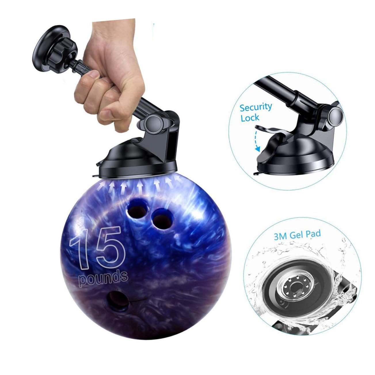 Universal Car Phone Holder Mount - Adjustable & Sturdy Suction Cup Stand for iPhone, Samsung, Galaxy - Perfect for GPS Navigation, Hands-Free Driving & Video Watching