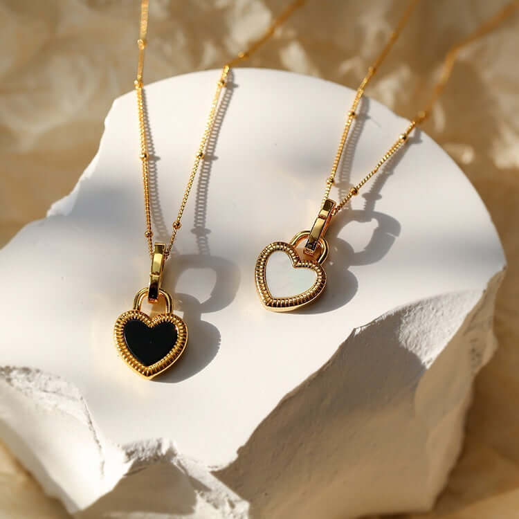 18K Gold Double Sided Heart Pendant Necklace for Women - Elegant Layering Jewelry Gift for Valentine's Day, Anniversary & Special Occasions