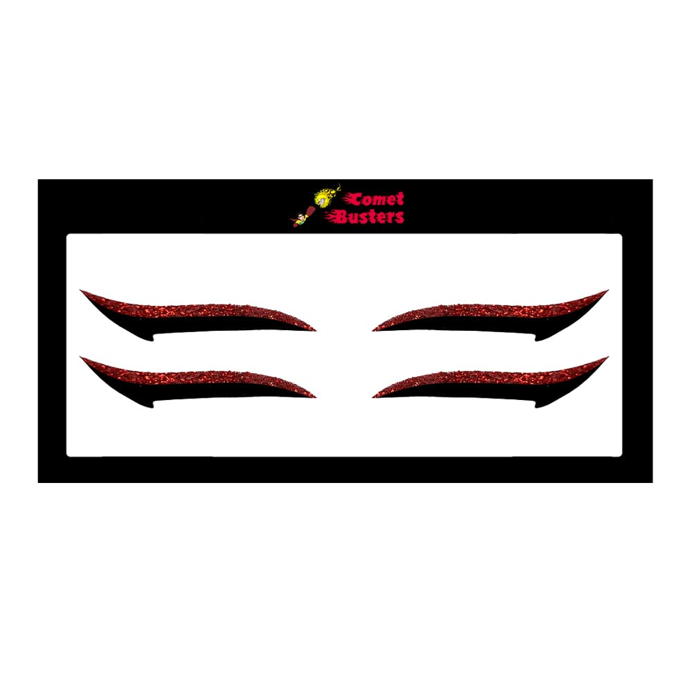 Comet Busters Glitter Red Eyeliner Stickers (EYE022) - Waterproof Self-Adhesive Eye Makeup Decals for Parties, Halloween & Cosplay