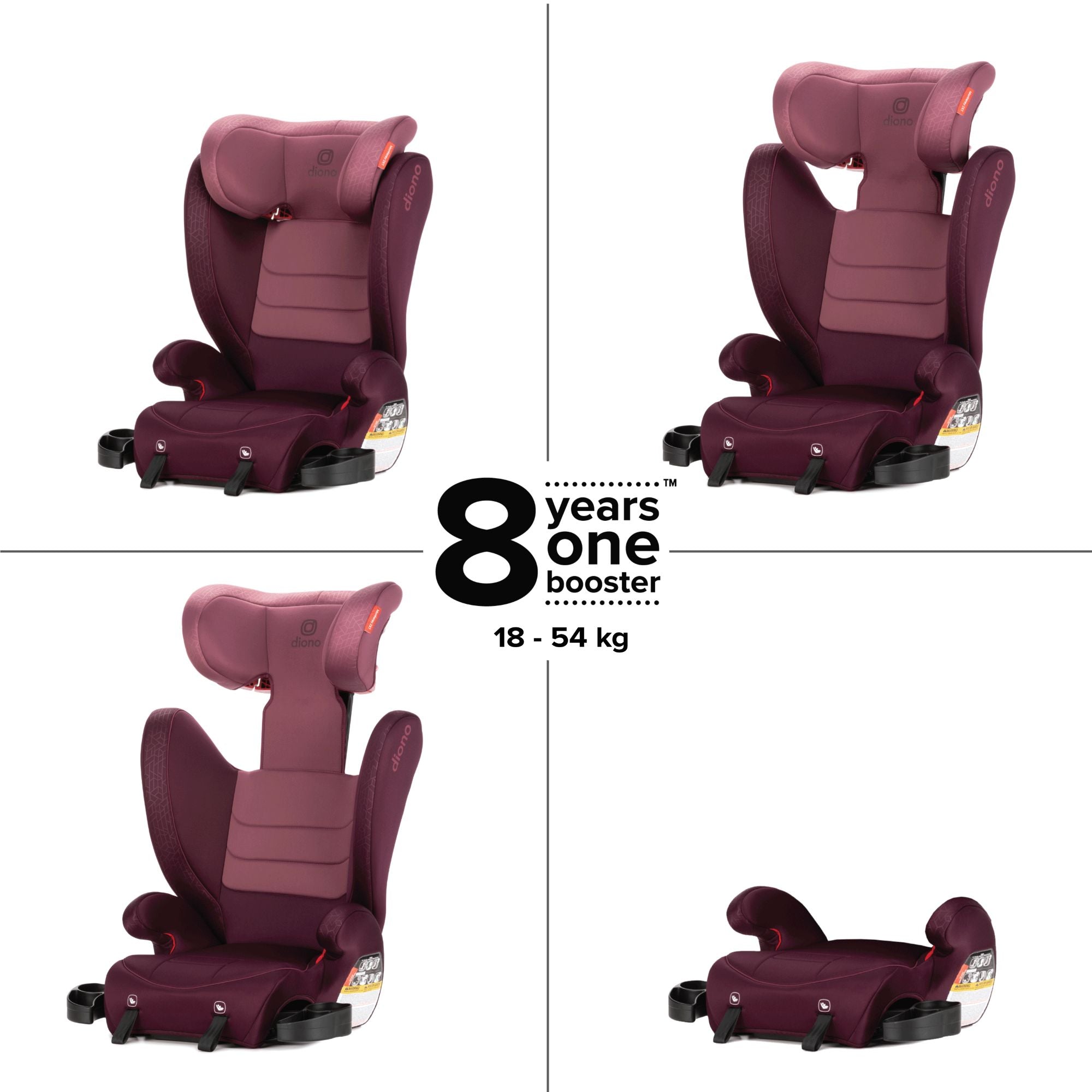 Diono Monterey 2XT Booster Car Seat for Kids - Safe & Comfortable High Back Booster Seat with Side Impact Protection - Perfect for Travel, School, and Family Road Trips