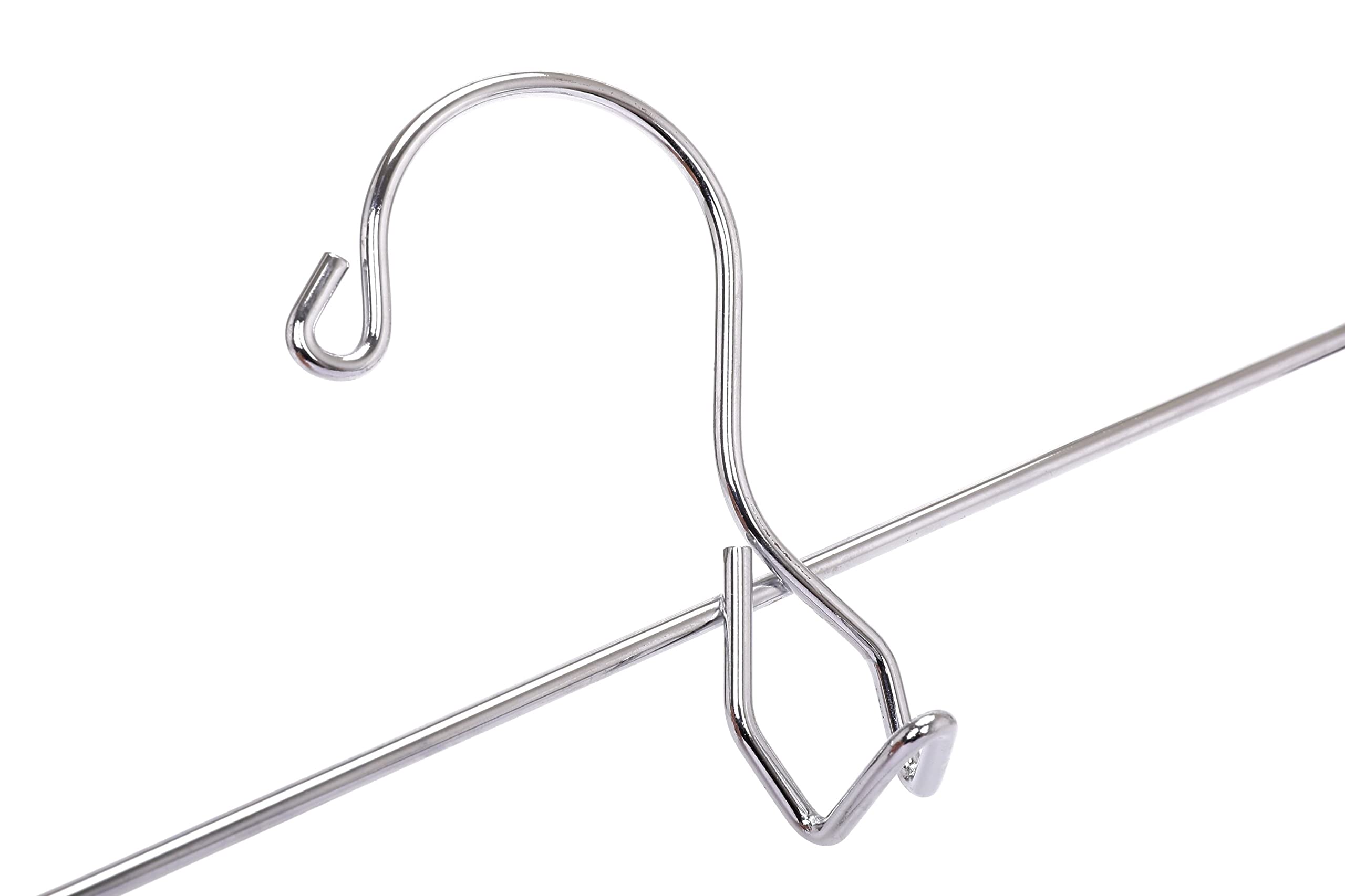 12 Heavy Duty Metal Pants Hangers with Extra Wide Adjustable Clips - Stackable Skirt/Slack/Jeans Hangers for Closet Organization (Chrome, 12 Pack) - Perfect for Wardrobe Storage and Retail Display