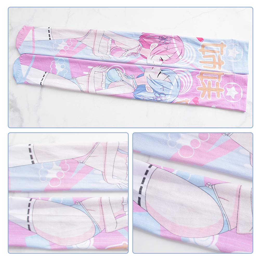 YOMORIO Anime Cosplay Stockings - Rem and Ram Cute Knee High Socks for Costume, Halloween, Conventions & Kawaii Fashion Outfits
