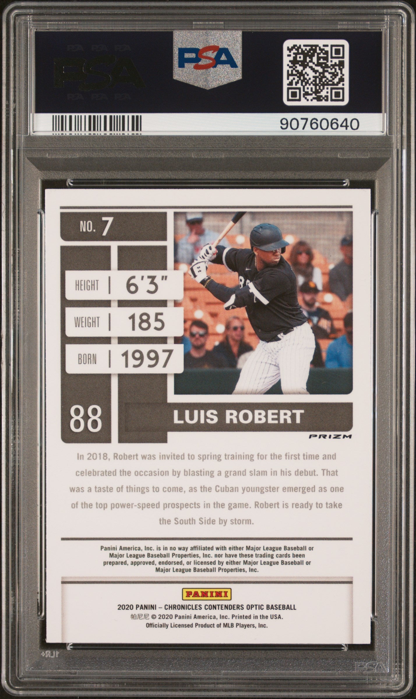 2020 Panini Chronicles Contenders Optic Luis Robert White Sparkle #7 PSA 10 Gem Mint - Rare Baseball Trading Card for Collectors & Investors - Perfect for Sports Memorabilia Displays & Card Showcases