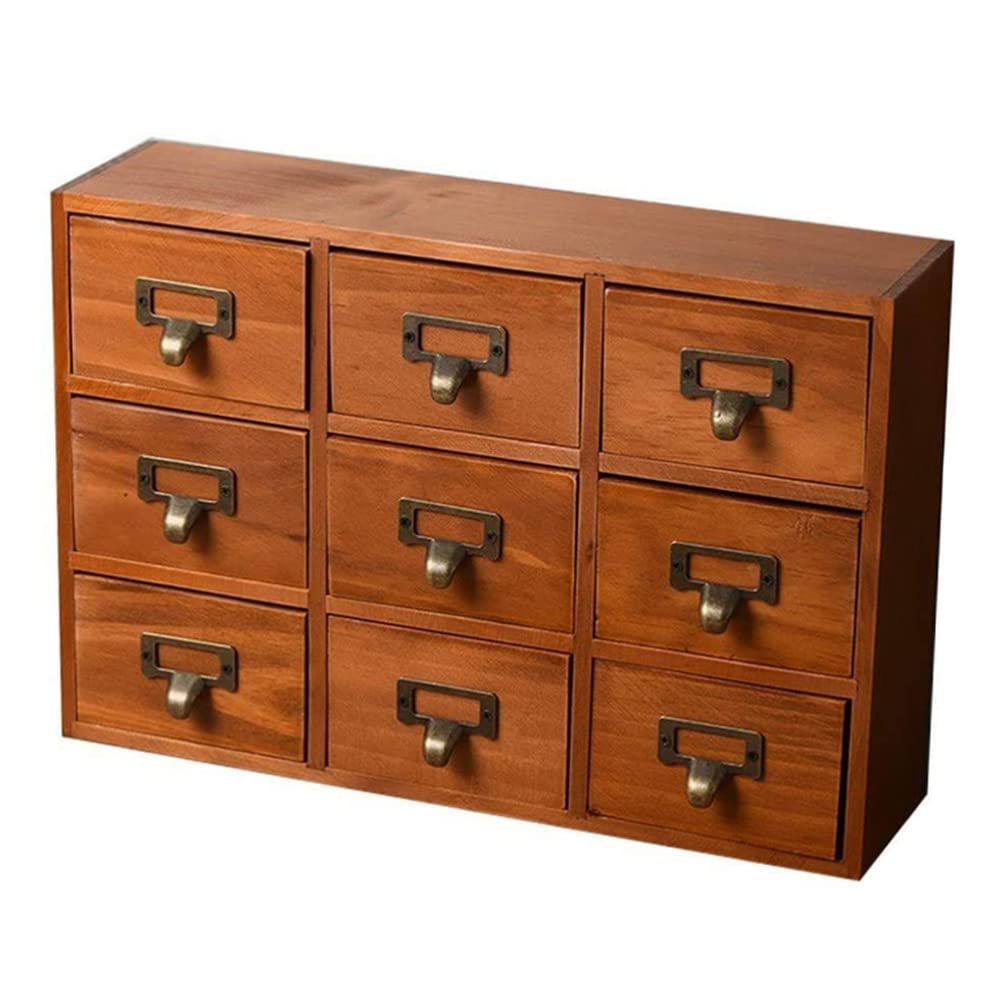 Vintage Wooden Jewelry Box with 9 Drawers - Antique Style Storage Organizer for Necklaces, Rings & Accessories - Perfect for Bedroom, Bathroom & Vanity Decor