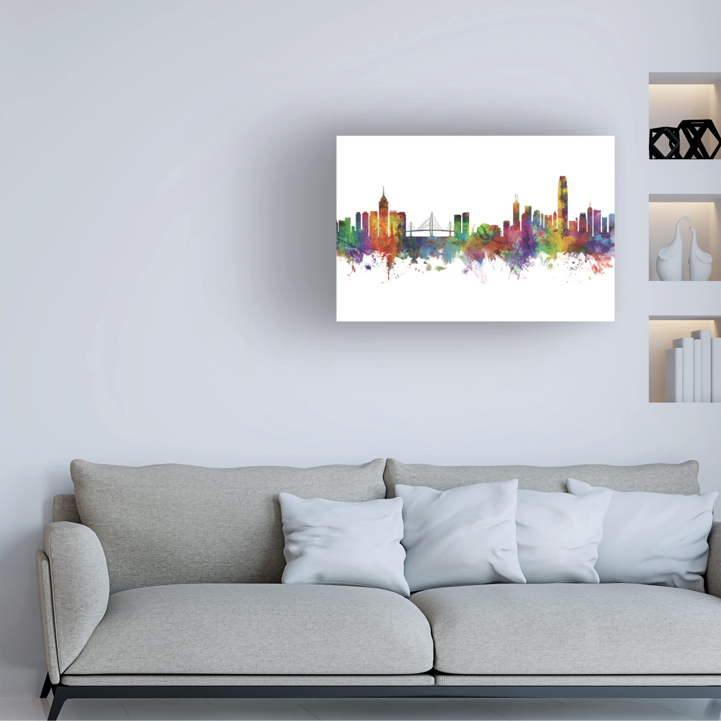 Michael Tompsett 'Hong Kong Skyline' Canvas Wall Art Print - Modern Cityscape Decor for Living Room, Office & Bedroom