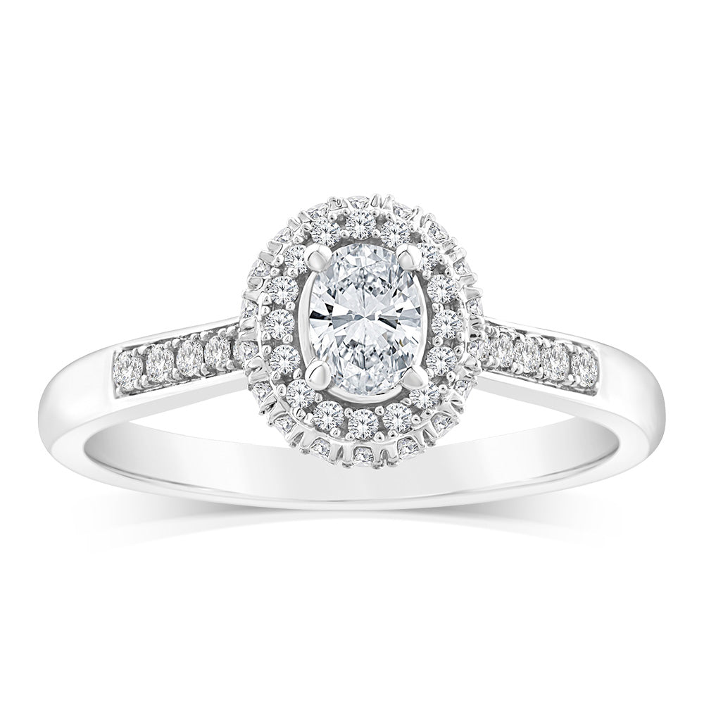 9ct White Gold Round Diamond Ring with 0.40 Carat Natural Diamonds - Perfect for Engagement, Wedding & Anniversary Gifts