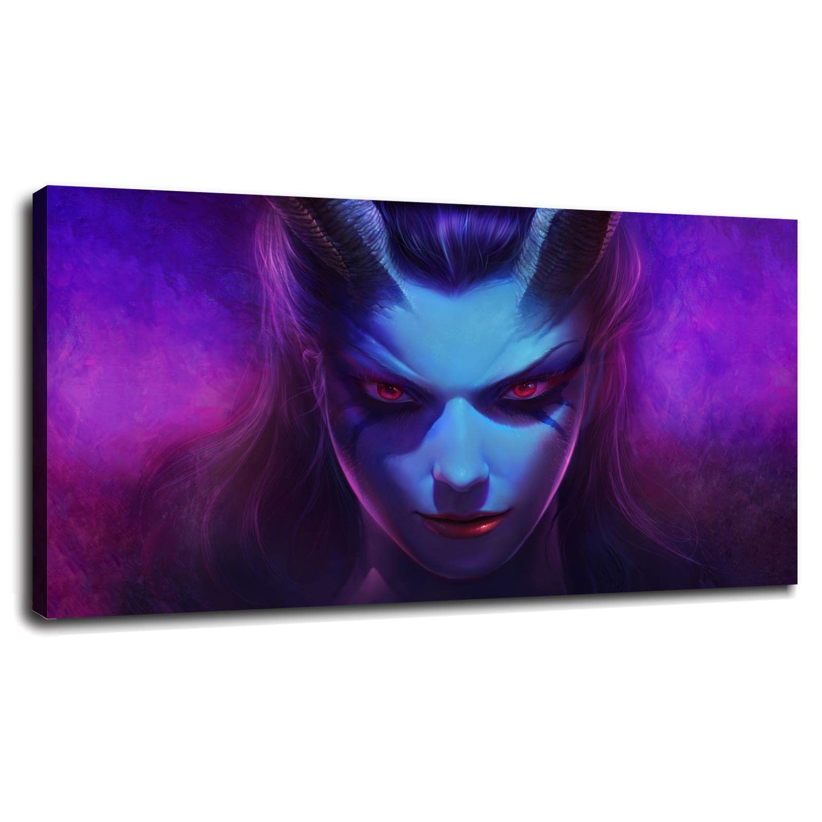 Dota 2 Queen of Pain Evil Wall Art Canvas Print - 42x24 Inch Framed Gaming Poster for Home, Office & Living Room Decor | Perfect for Gamers & Fantasy Theme Rooms