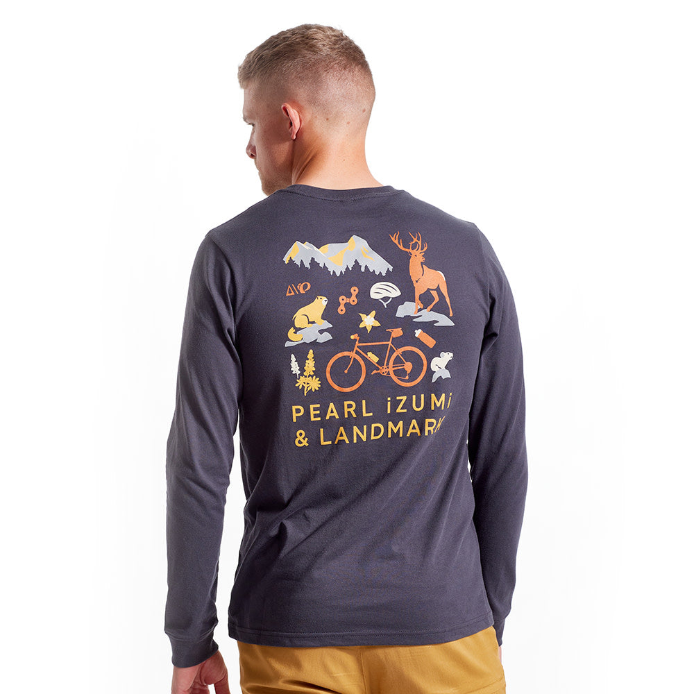 The Landmark Project x PEARL iZUMi Men's Long Sleeve Graphic Tee - Comfortable Casual Shirt for Cycling, Hiking & Outdoor Adventures