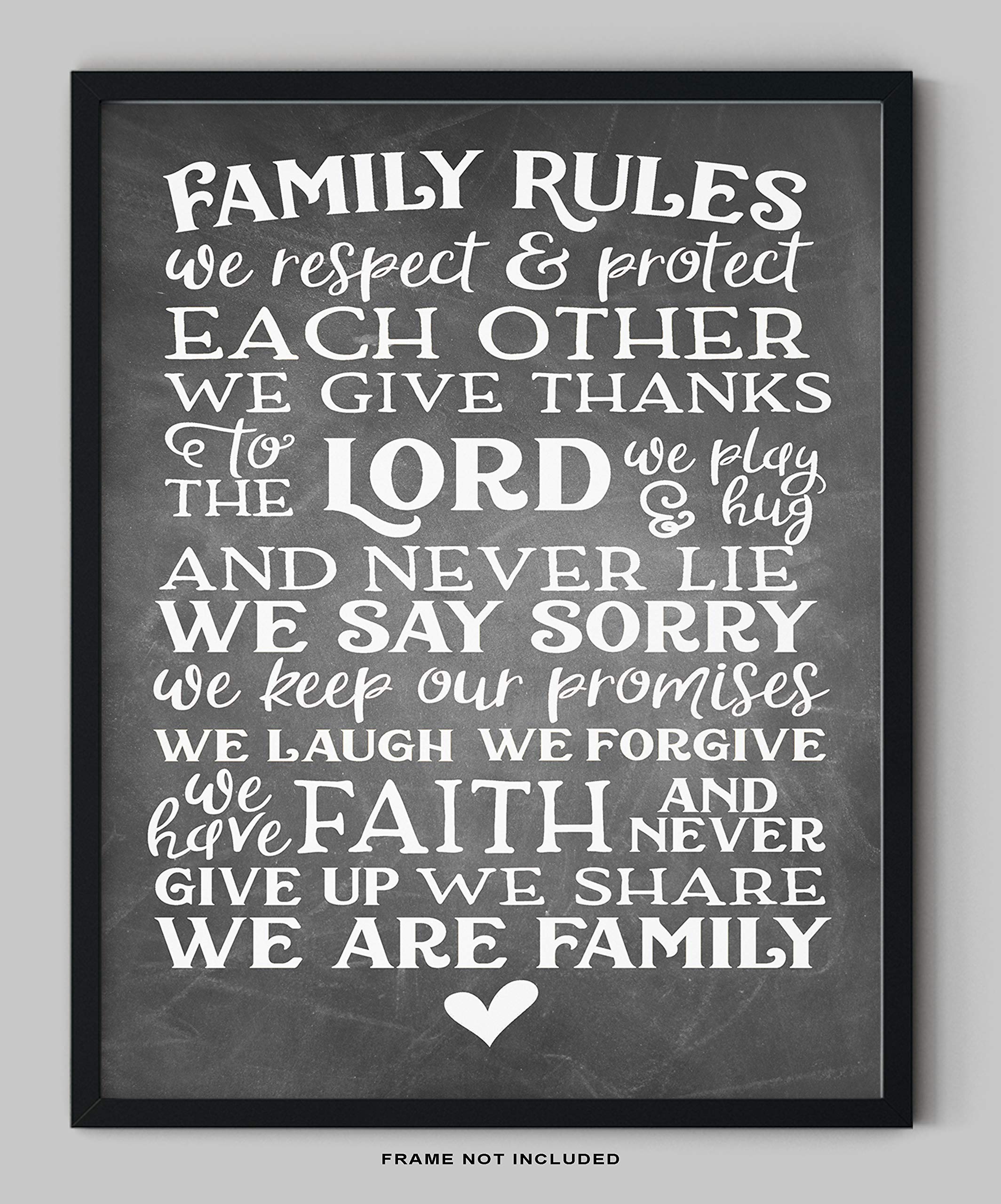 Family Rules Rustic Wall Decor Sign - 11x14