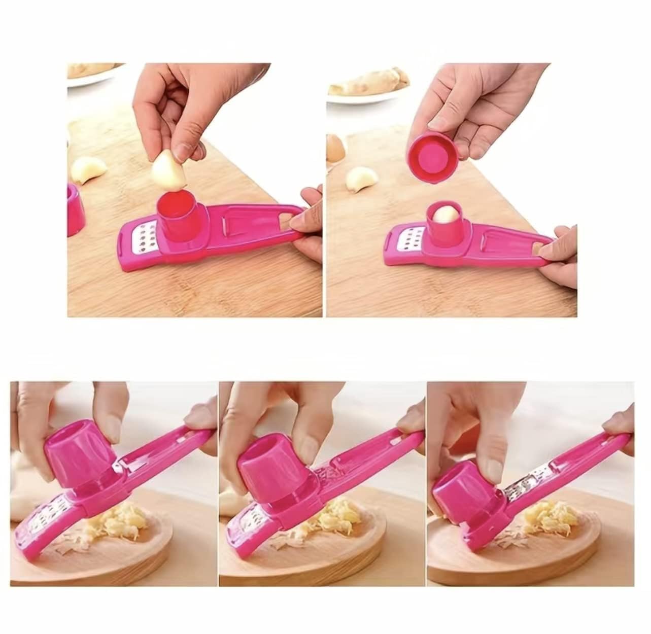Blossom Creation Garlic Ginger Grater - Plastic Chopper for Kitchen - Multi-Color (Buy One Get One Free) - Perfect for Grating Garlic, Ginger & Spices for Cooking, Baking & Meal Prep