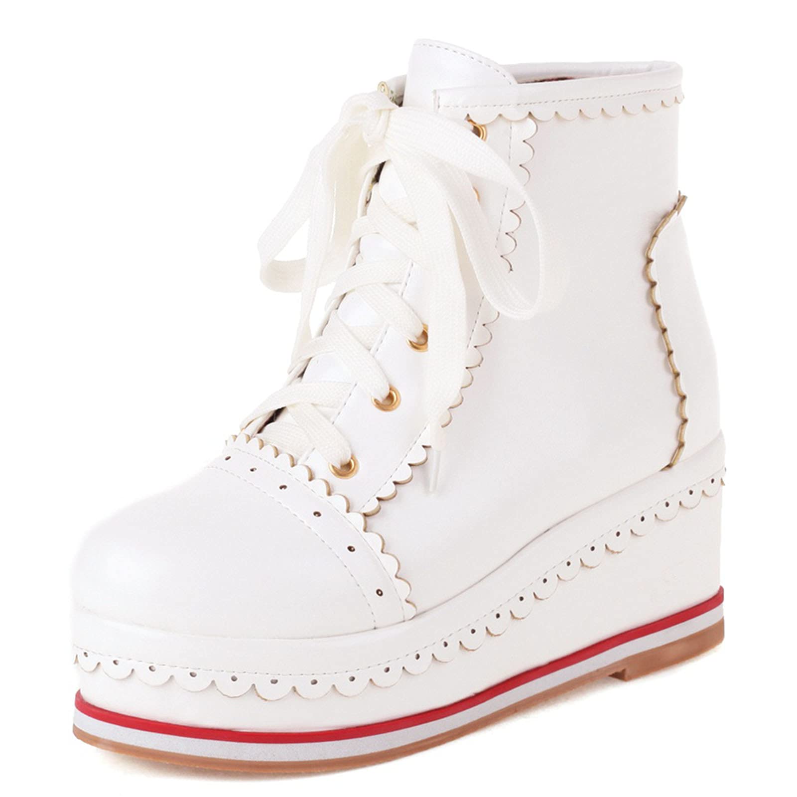 SaraIris Women's Cute Lolita Platform Boots - Chunky High Heel Lace Up Ankle Boots for Cosplay, Gothic Fashion & Retro Style | Perfect for Halloween Costumes, Anime Conventions & Kawaii Outfits