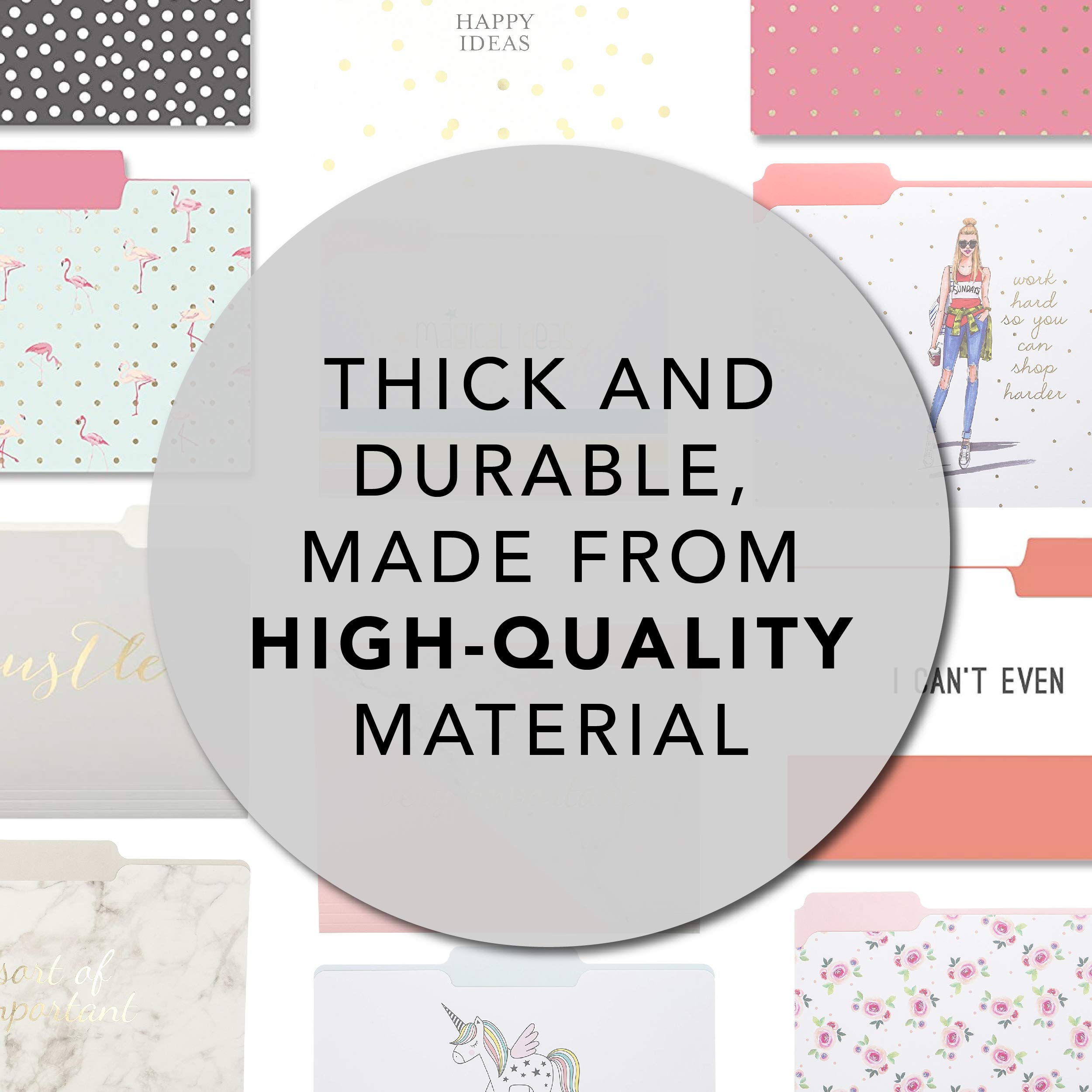 Elegant Blush Marble File Folder Set - 9 Folders with 3 Unique 