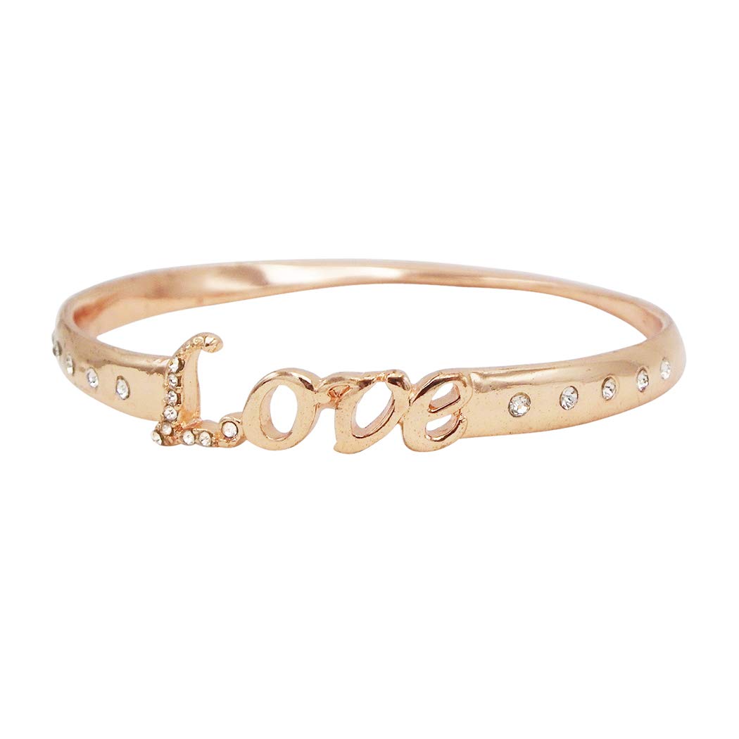 Rosemarie Collections Women's Rose Gold Love Inscription Twist Bangle Bracelet - Elegant Jewelry Gift for Her, Anniversary, Valentine's Day & Special Occasions