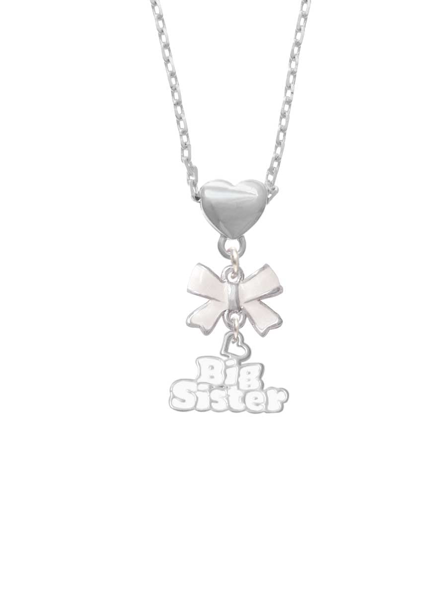 Delight Jewelry Silver-Tone 'Big Sister' Heart & Bow Pendant Necklace with 18+2