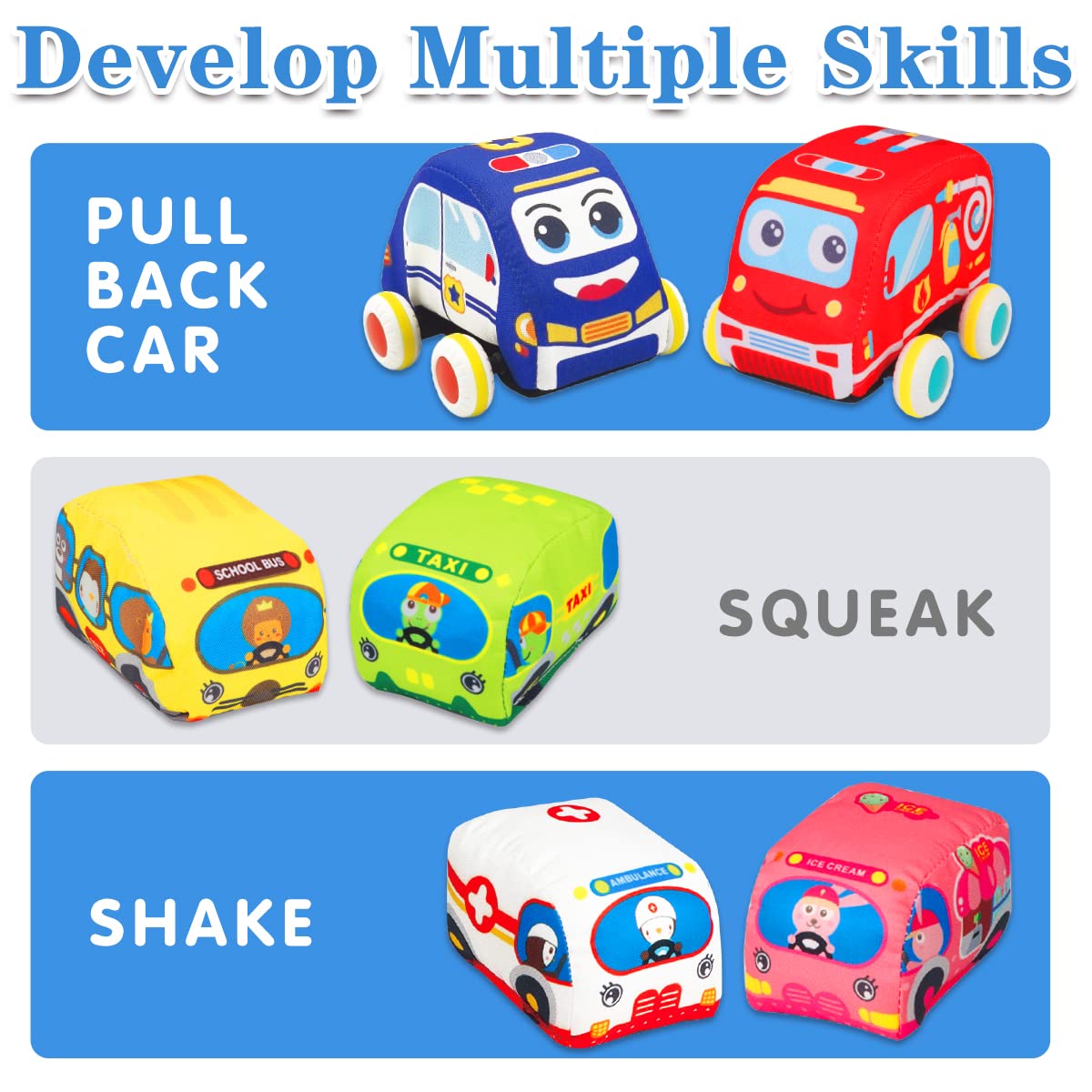 Soft Baby Car Toys for 6-18 Months - Interactive Infant Toys for 1-2 Year Old Boys & Girls with Playmat & Storage Bag | First Birthday Gifts | Perfect for Crawling, Sensory Play & Early Learning Development