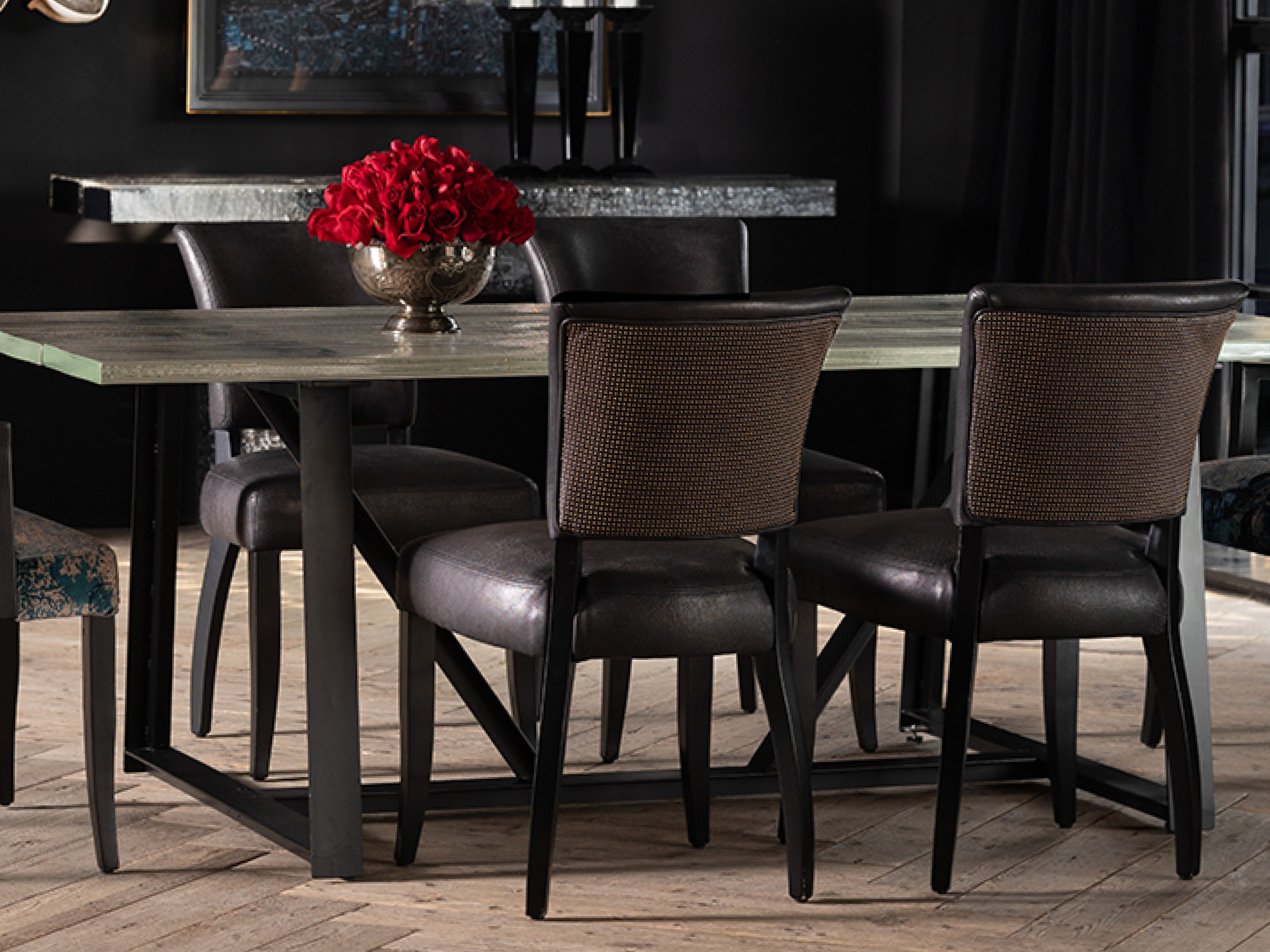 Modern Mimi Stud Dining Chair - Upholstered Fabric Seat with Metal Legs for Kitchen, Dining Room, Breakfast Nook & Small Space Decor