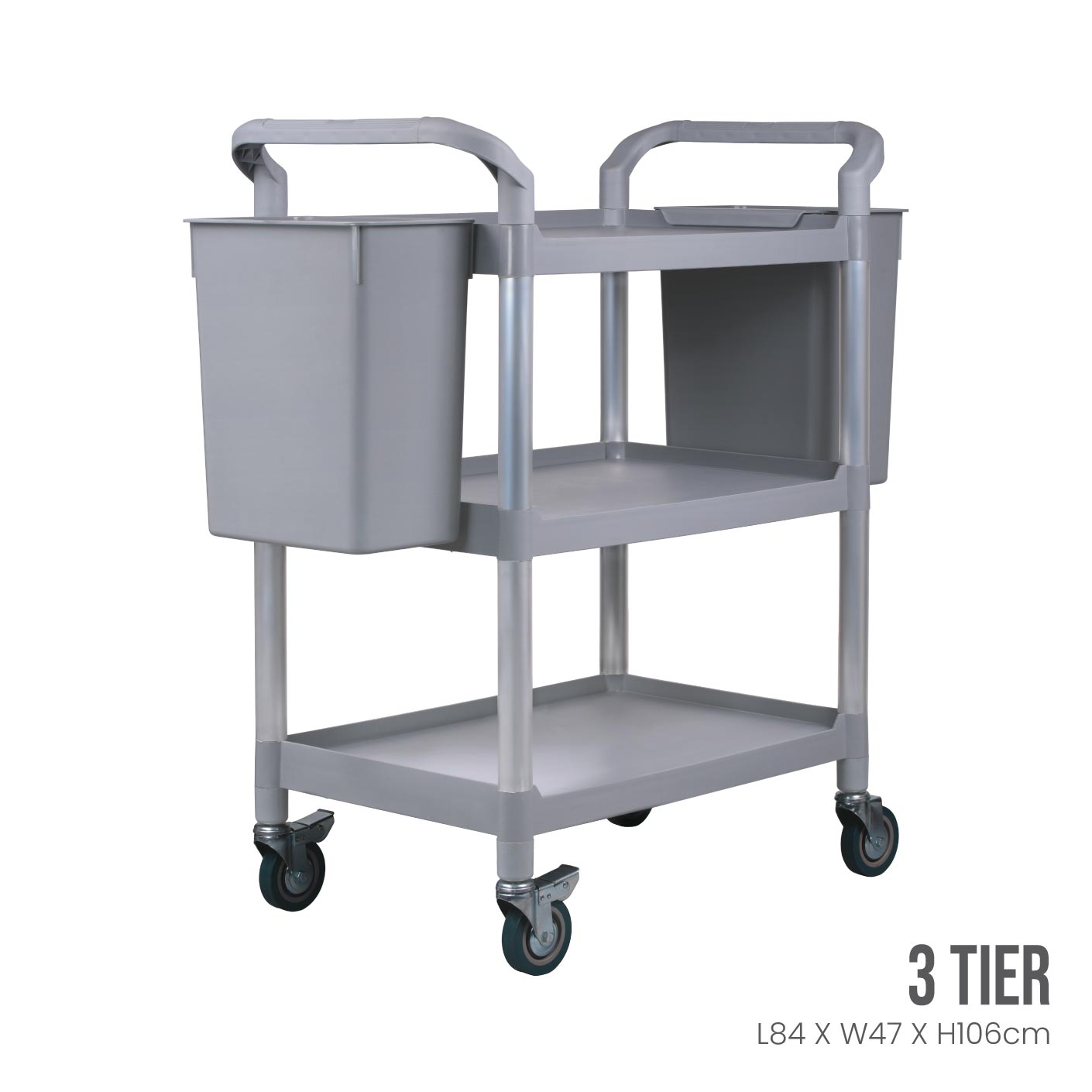 3-Tier Stainless Steel Catering Cart with Wheels - Heavy Duty Mobile Serving Cart for Restaurants, Buffets, and Events - Commercial Kitchen Utility Cart for Food Service, Banquets, and Catering