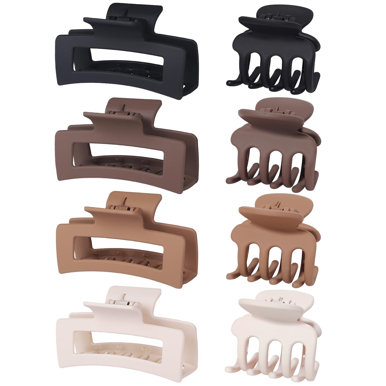 8 Pcs Medium Hair Clips for Women - Small Claw Clips for Thin & Thick Hair | 2 Style Rectangle Jaw Hair Accessories for Women & Girls (Brown) | Perfect for School, Work & Everyday Hairstyles
