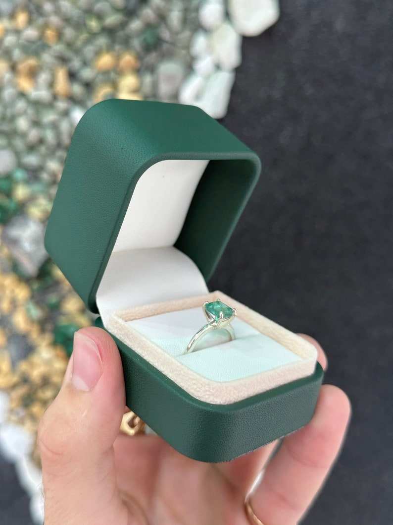 1.45ct Emerald Cut Solitaire Ring in Sterling Silver - Minimalist 4 Prong Engagement Ring for Women, Wedding Band, Anniversary Gift