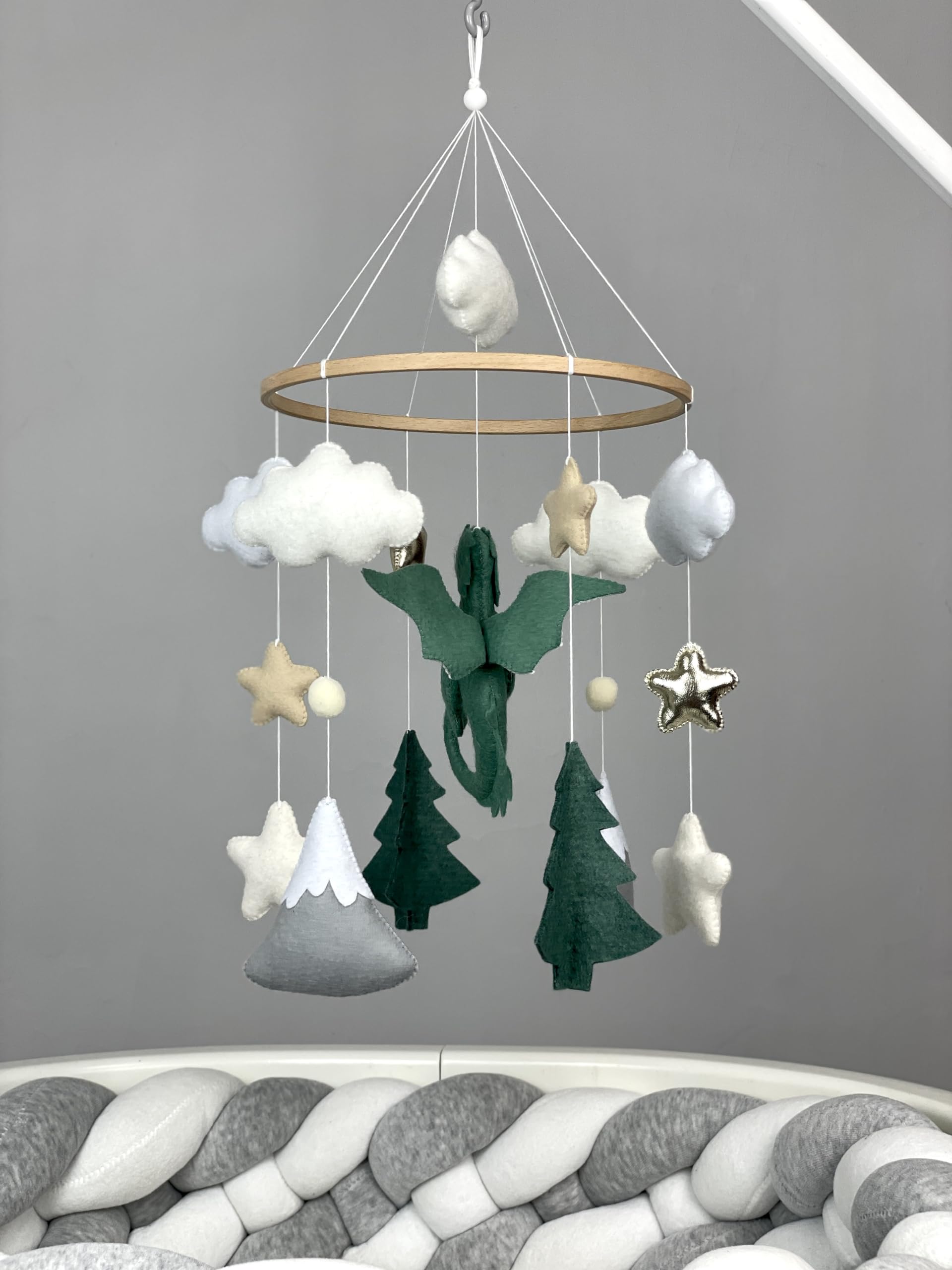 Dragon Crib Mobile for Baby Nursery - Fantasy Dragon Themed Baby Mobile with Hanger - Perfect for Baby Showers, Newborn Gifts & Nursery Decor - Ideal for Boys' Rooms, Themed Nurseries & Fantasy Decor