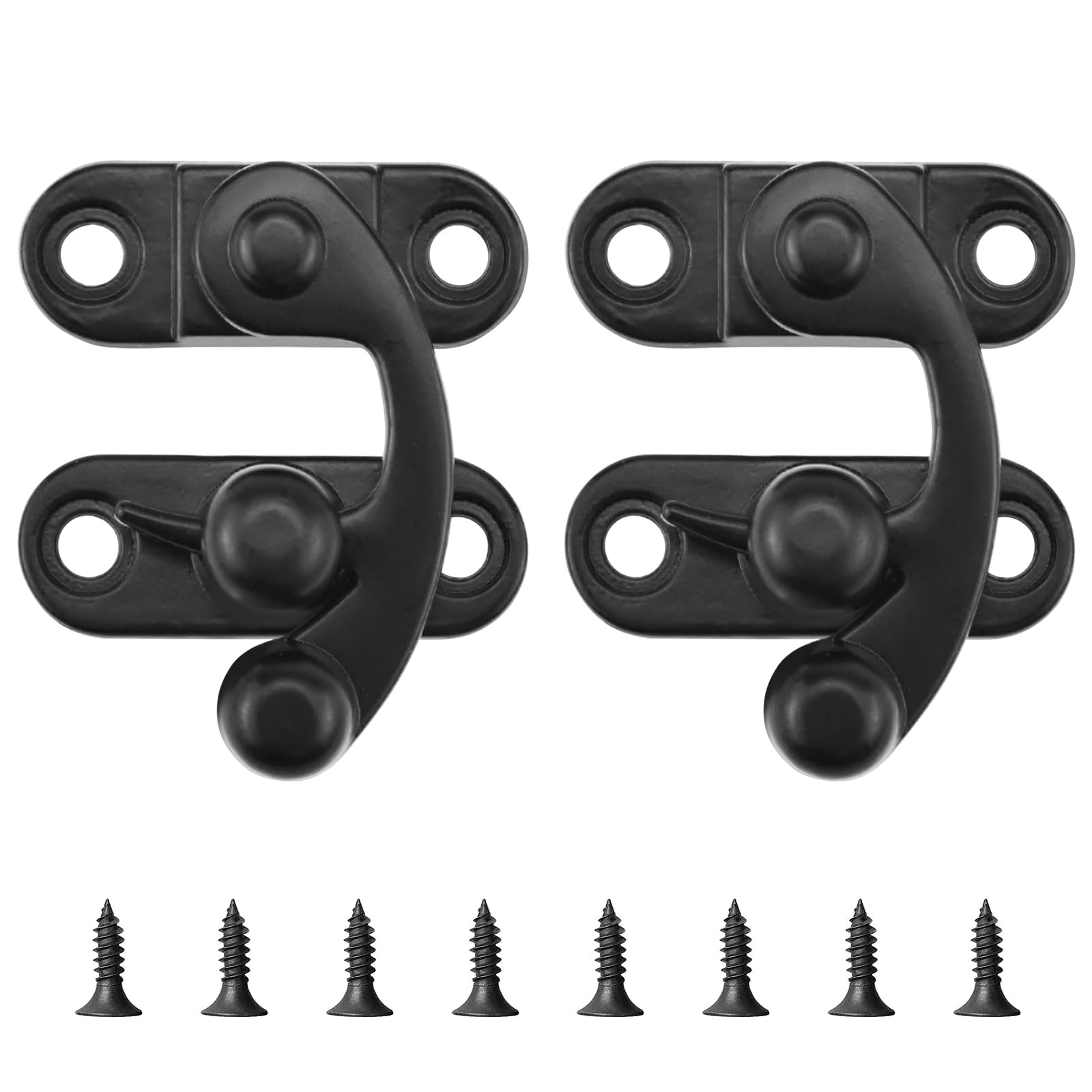 Antique Black Small Hasp Latches - 2 Pack Cabinet Jewelry Box Toolbox Hook Lock Clasp - Vintage Style Hardware for DIY Projects & Home Decor
