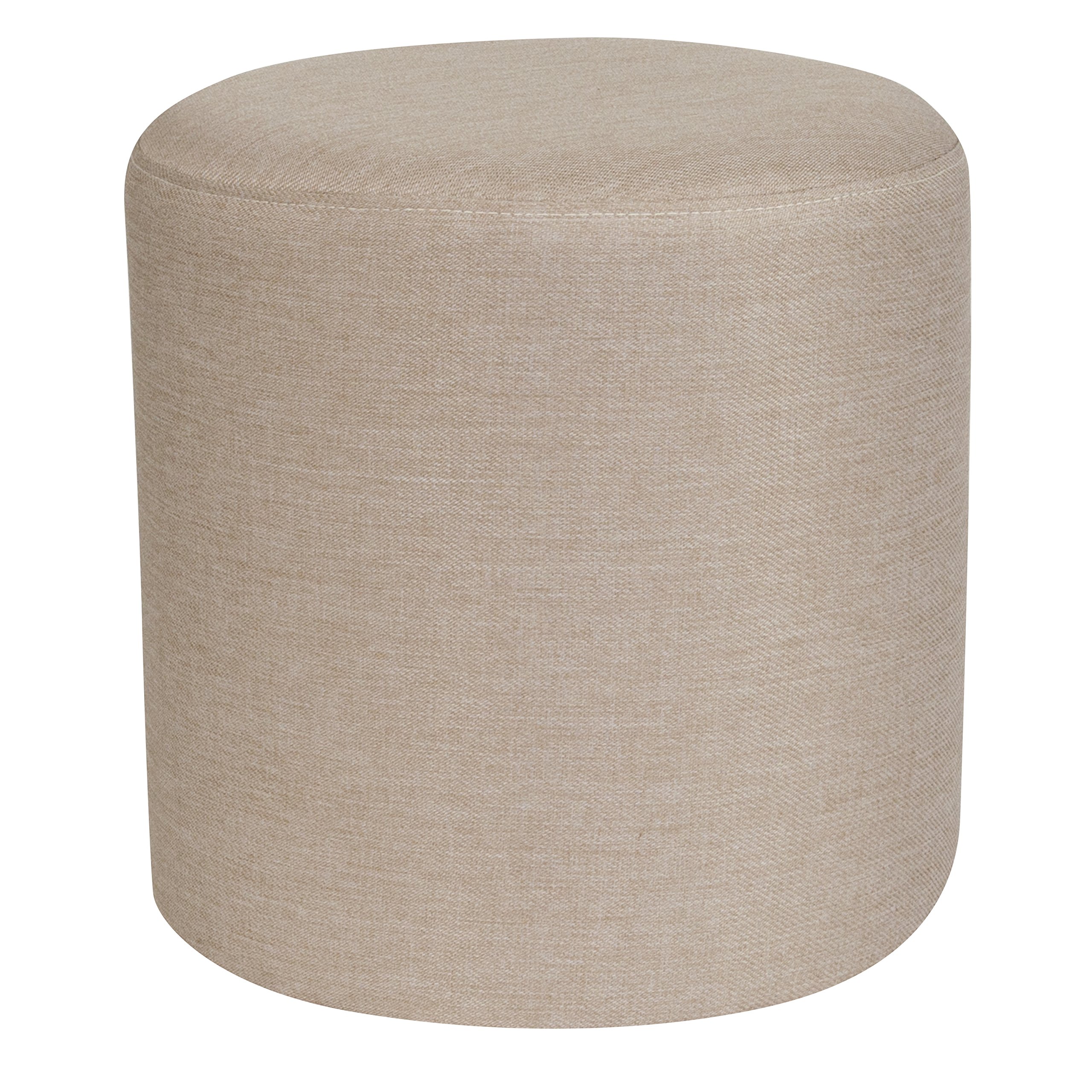 Flash Furniture Barrington Upholstered Round Ottoman Pouf in Beige Fabric - Versatile Footrest, Extra Seating & Home Decor for Living Room, Bedroom or Nursery