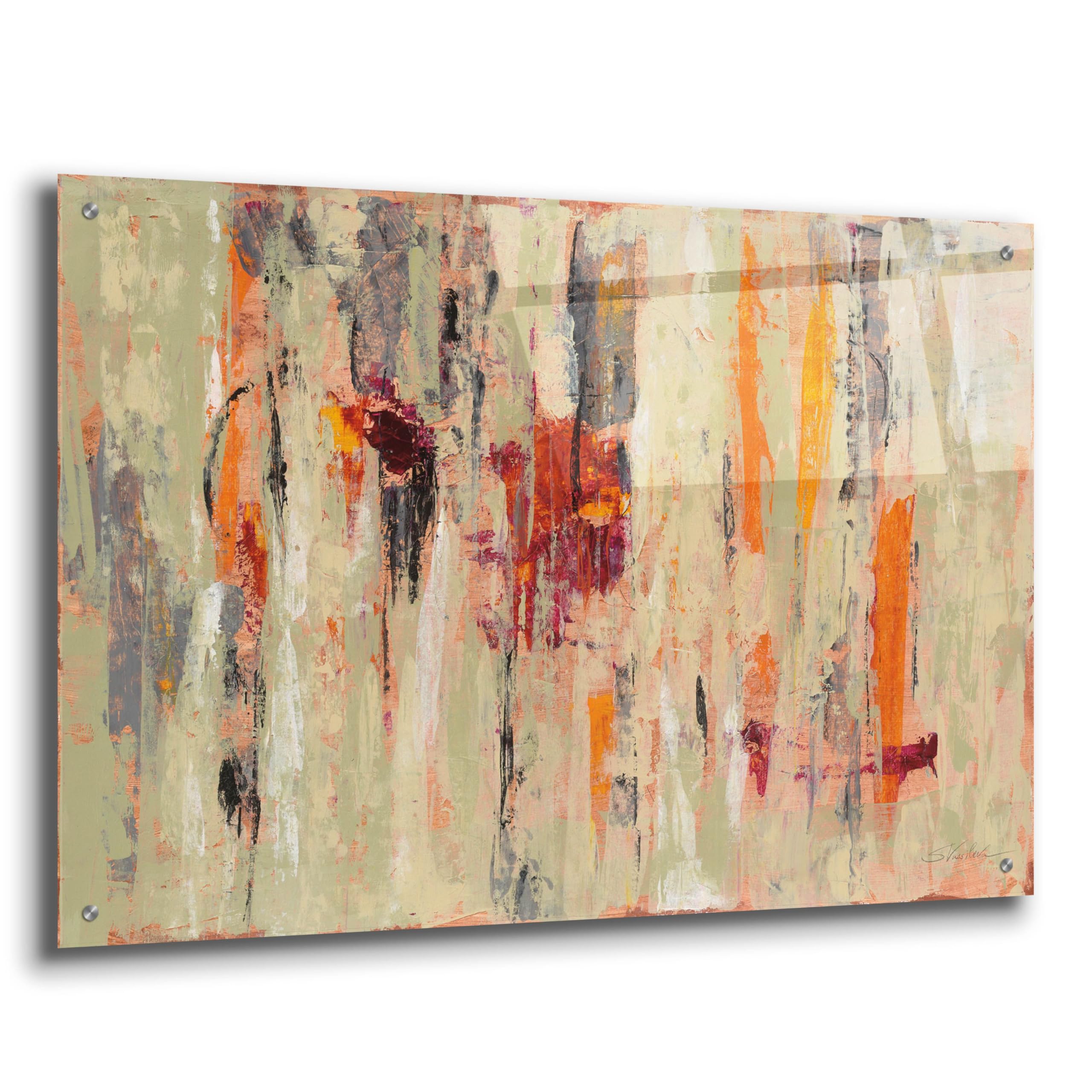 Epic Art 'Graffiti Wall I' by Silvia Vassileva - Modern Acrylic Glass Wall Art Painting 36x24 Inches - Perfect for Living Room, Bedroom & Office Decor
