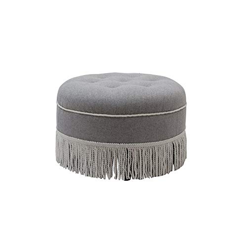 Brika Home Light Gray Tufted Round Ottoman - Soft Upholstered Footstool for Living Room, Bedroom & Nursery Decor