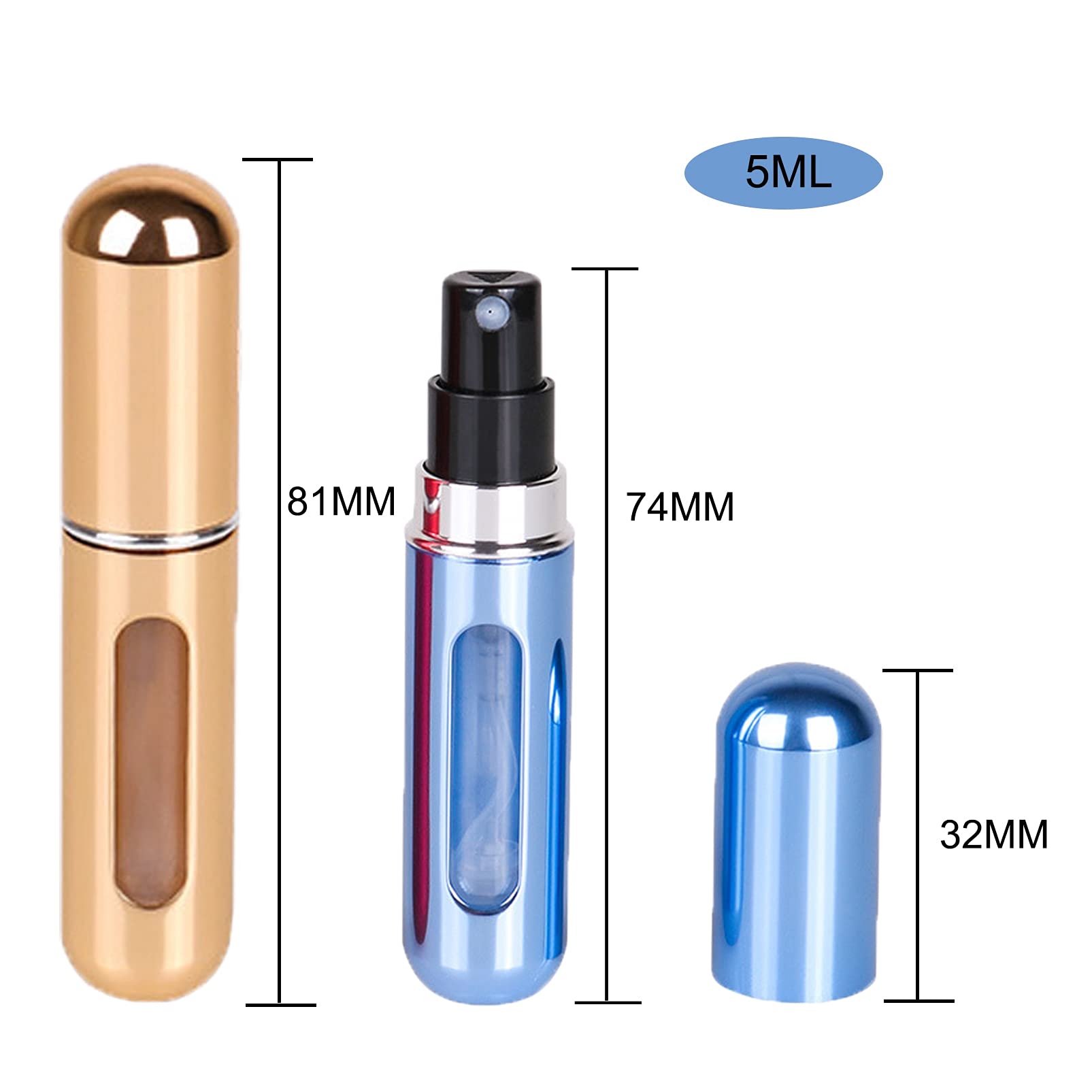 Portable Mini Refillable Perfume Atomizer - 5ml Empty Travel Spray Bottles (4 Pack) - Leak-Proof Scent Pump Case for On-The-Go Perfume Refills - Perfect for Travel, Gym, Office & Daily Touch-Ups