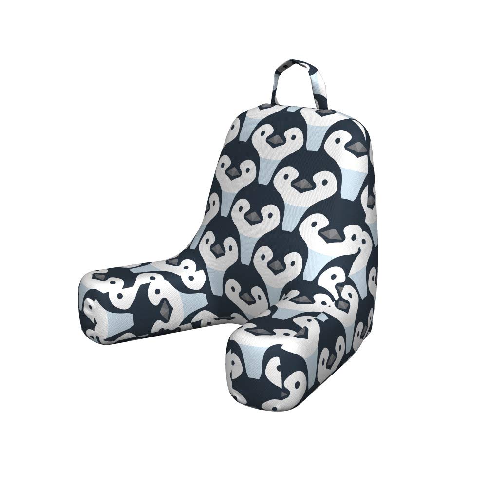 Ambesonne Penguin Reading Pillow Cover - Soft Fabric Animal Print with Birds Continuous Pattern, Unstuffed Bed Rest Case (Small, Slate Blue Pale Blue) - Perfect for Reading, Lounging & Nursery Decor