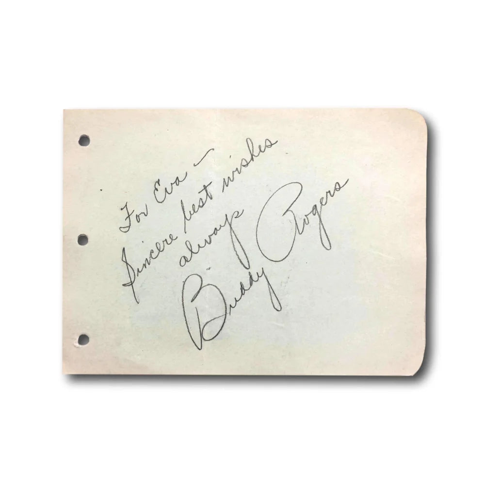 Buddy Rogers Hand Signed Album Page Cut with JSA COA - Authentic Autograph of Wings Actor - Perfect for Collectors, Fans & Memorabilia Displays